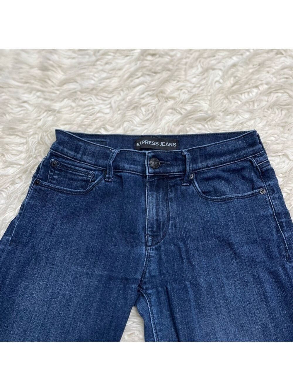 Express Women’s Dark Blue Denim Legging Mid Rise Jeans